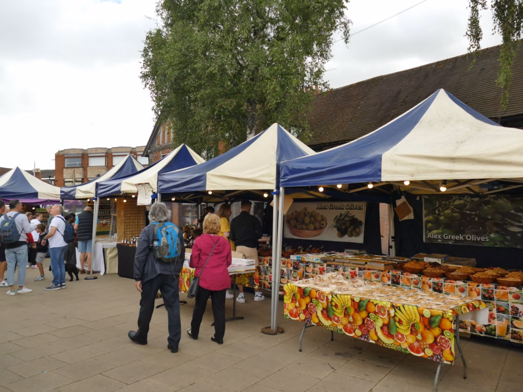 Market stalls on Rother Street, Stratford-upon-Avon